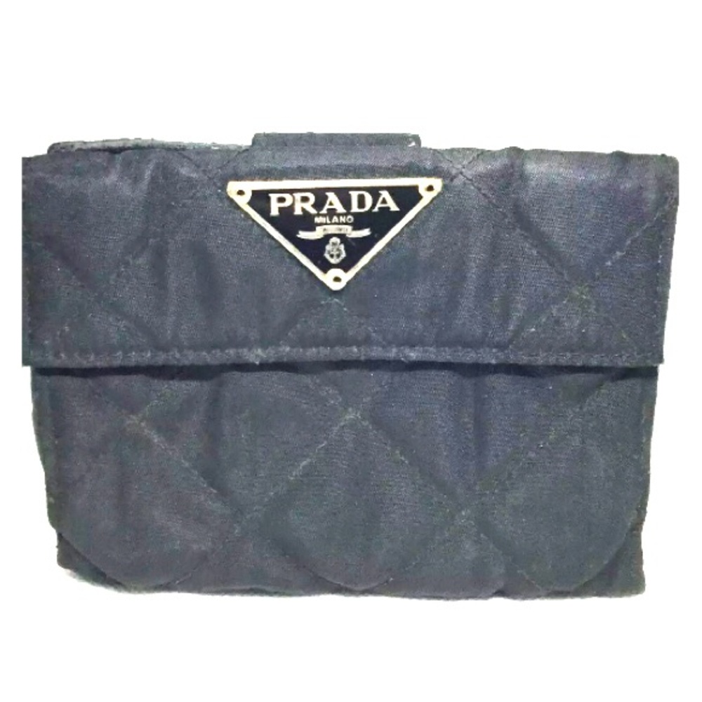 PRADA Black Matelasse Canvas Unisex Bifold Wallet